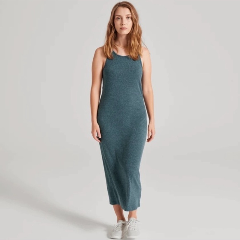 Allbirds NWT The Ribbed Dress Shadow Teal Maxi Dress Size XS